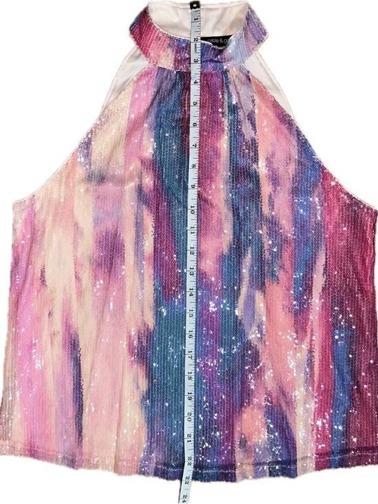 NWT Cable & Gauge SZ S Purple Blue Pink Abstract Halter Sequined Skirt Set - Picture 4 of 8